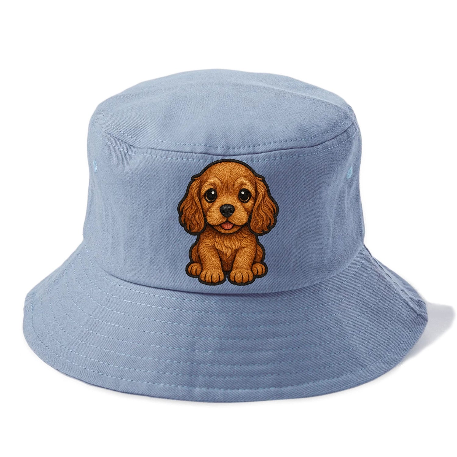 Baby Cocker Spaniel Puppy - long wavy ears, soulful eyes, silky coat, front-facing, - Bucket Hat - Summer Sky(Blue)