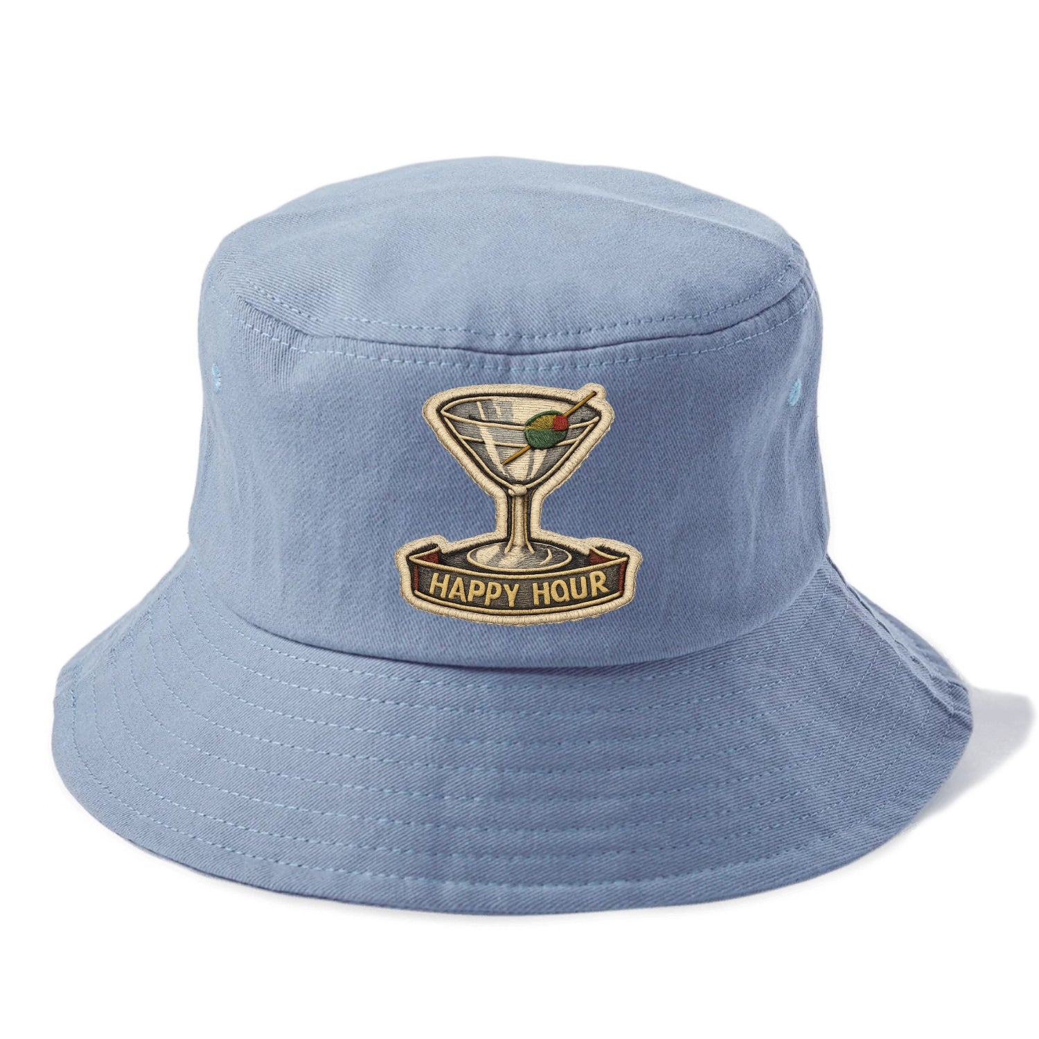 COCKTAIL MARTINI - martini glass with olive in silver and green , happy hour - Bucket Hat - Summer Sky(Blue)