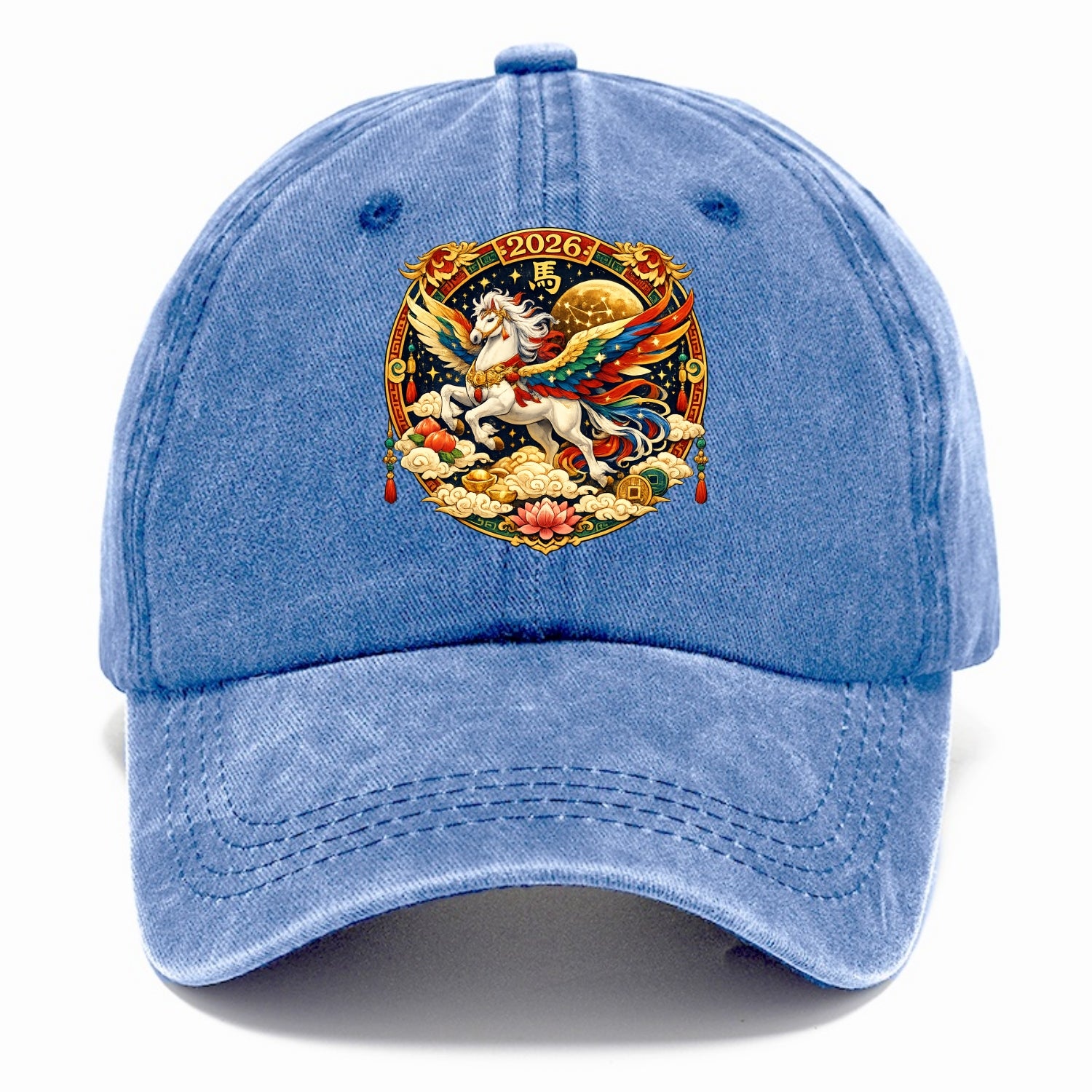 CELESTIAL HORSE | Heavenly horse among clouds and stars | Wings of flowing energy - Classic Cap - Summer Sky(Blue)