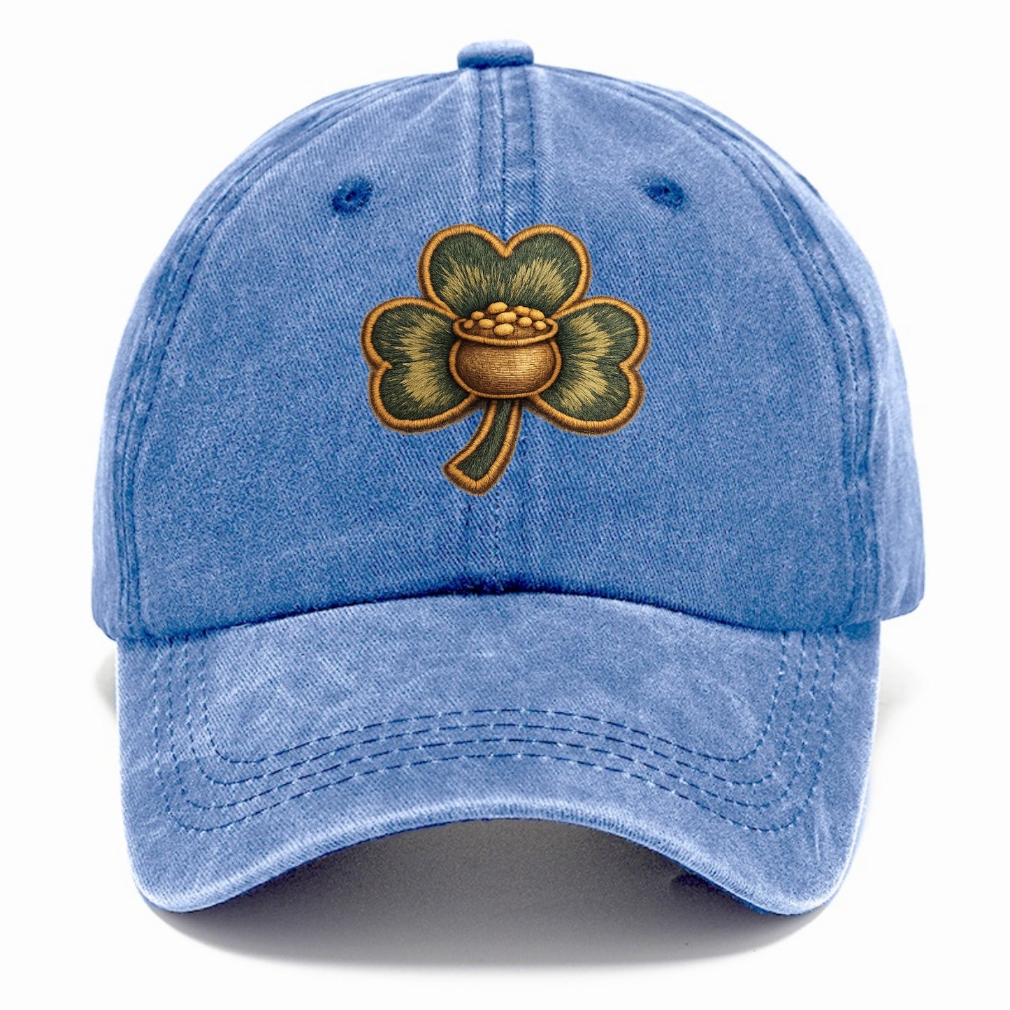 ST PATRICKS CLOVER - lucky clover with gold in green and gold , Irish luck - Classic Cap - Summer Sky(Blue)