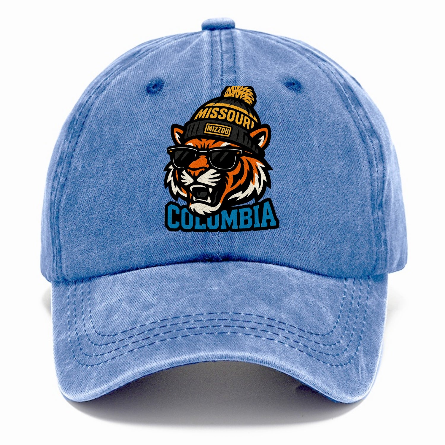 Columbia Tiger wearing Missouri beanie with Mizzou patch - Classic Cap - Summer Sky(Blue)