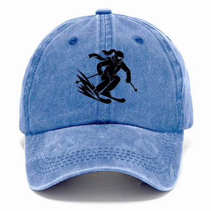 Skier carving down snowy slope - Classic Cap - Summer Sky(Blue)