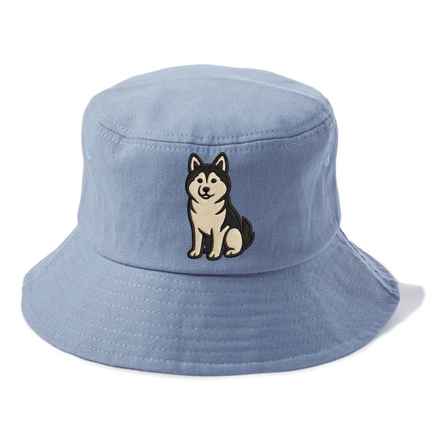 Pomsky - Pomeranian-Husky mix sitting po Bucket Hat - Summer Sky(Blue)