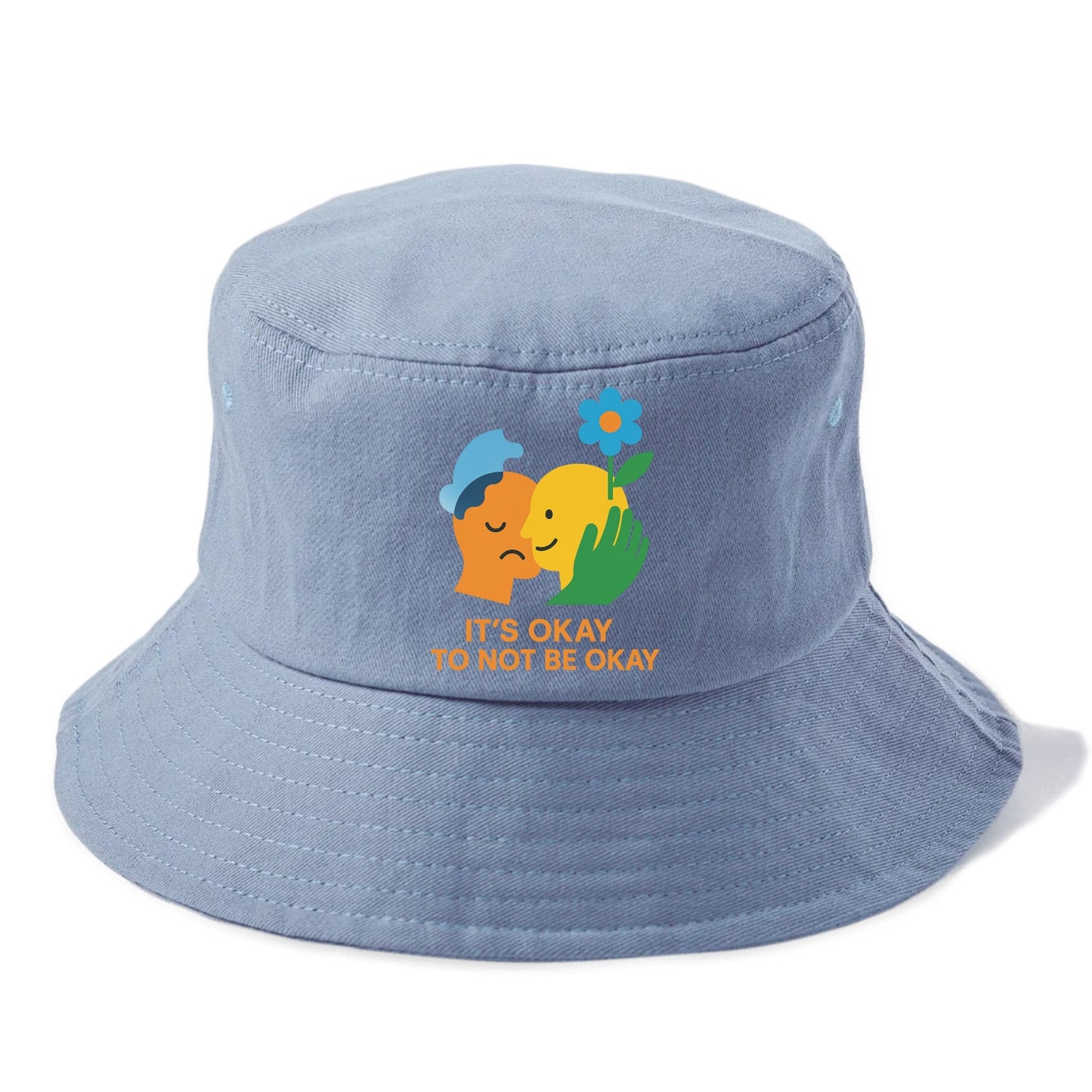 Mental health stigma fading as support grows - "It's Okay to Not Be Okay" - wellbeing - Bucket Hat - Summer Sky(Blue)