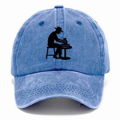 Potter shaping clay on wheel - Classic Cap - Summer Sky(Blue)
