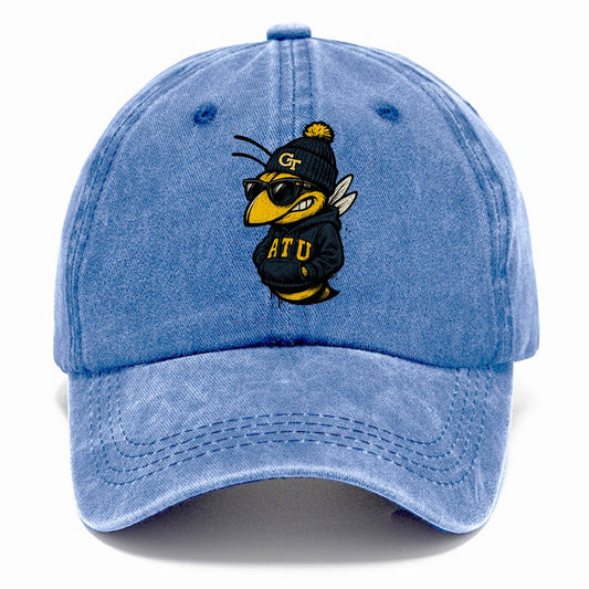 Atlanta Yellow Jacket wearing Georgia Tech beanie with GT patch - Classic Cap - Summer Sky(Blue)