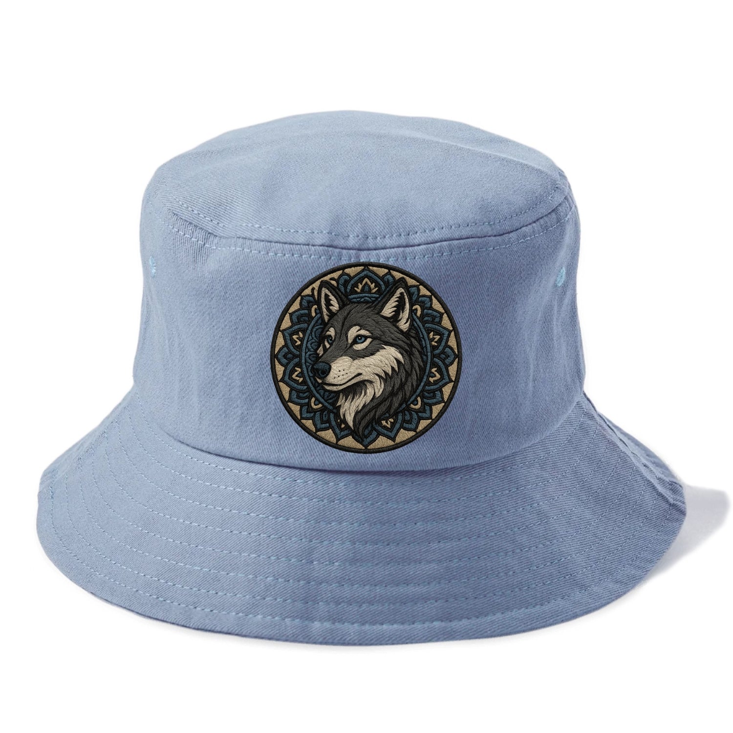 Mandala Wolf Pattern  - Bucket Hat - Summer Sky(Blue)