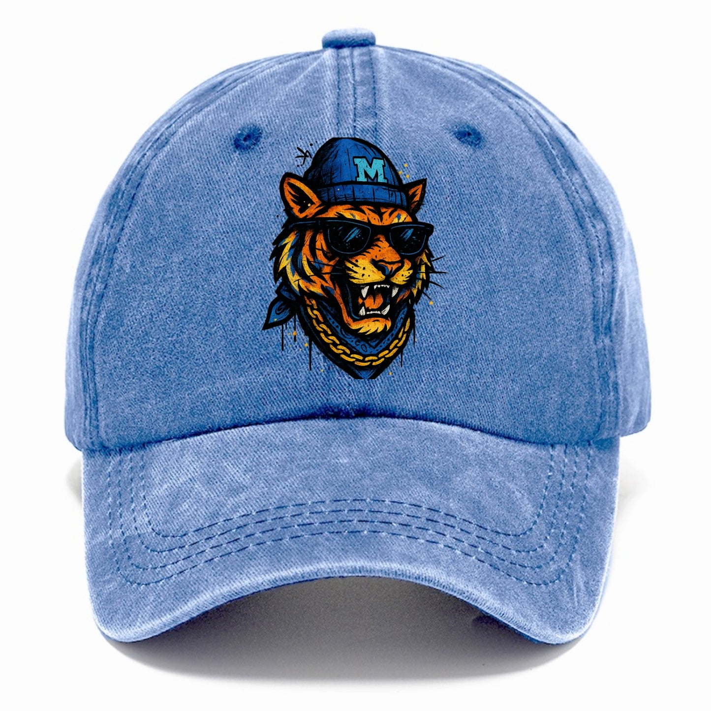 Memphis Tiger wearing Memphis beanie with M patch - Classic Cap - Summer Sky(Blue)
