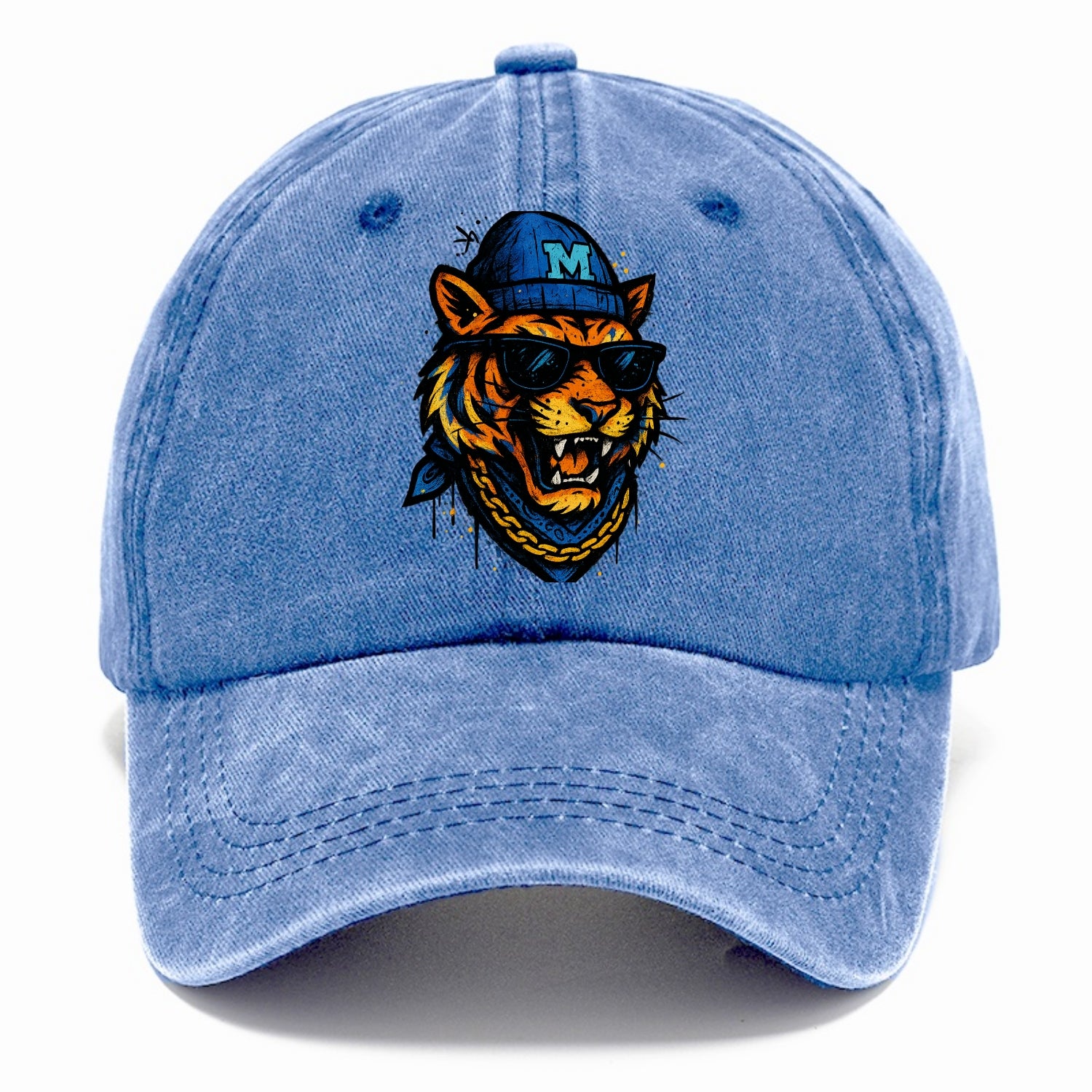 Memphis Tiger wearing Memphis beanie with M patch - Classic Cap - Summer Sky(Blue)