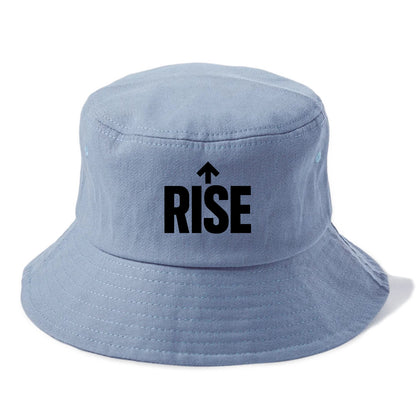 Bold typography design - "RISE" - getting up, ascending, elevating - Bucket Hat - Summer Sky(Blue)