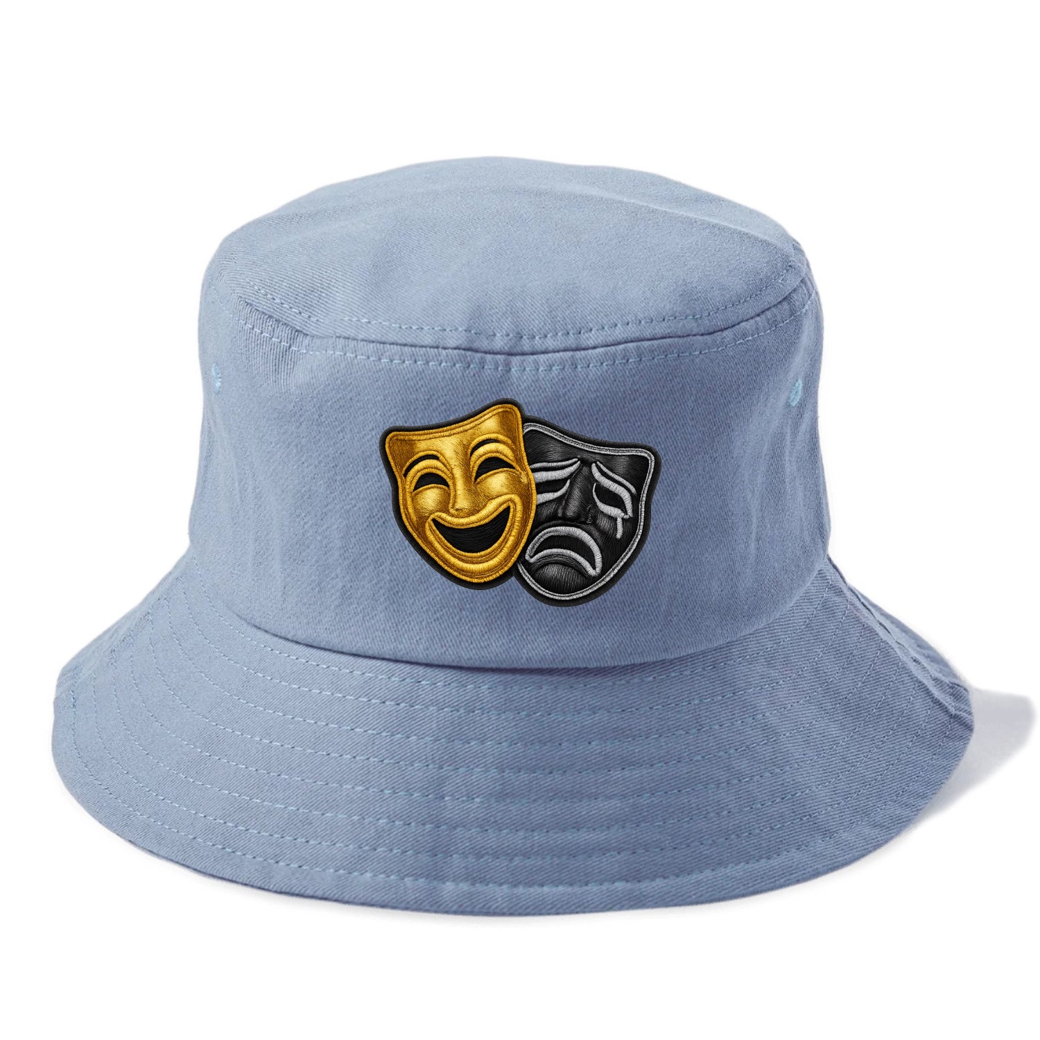 BROADWAY MASKS - comedy tragedy masks in gold and black , theater - Bucket Hat - Summer Sky(Blue)