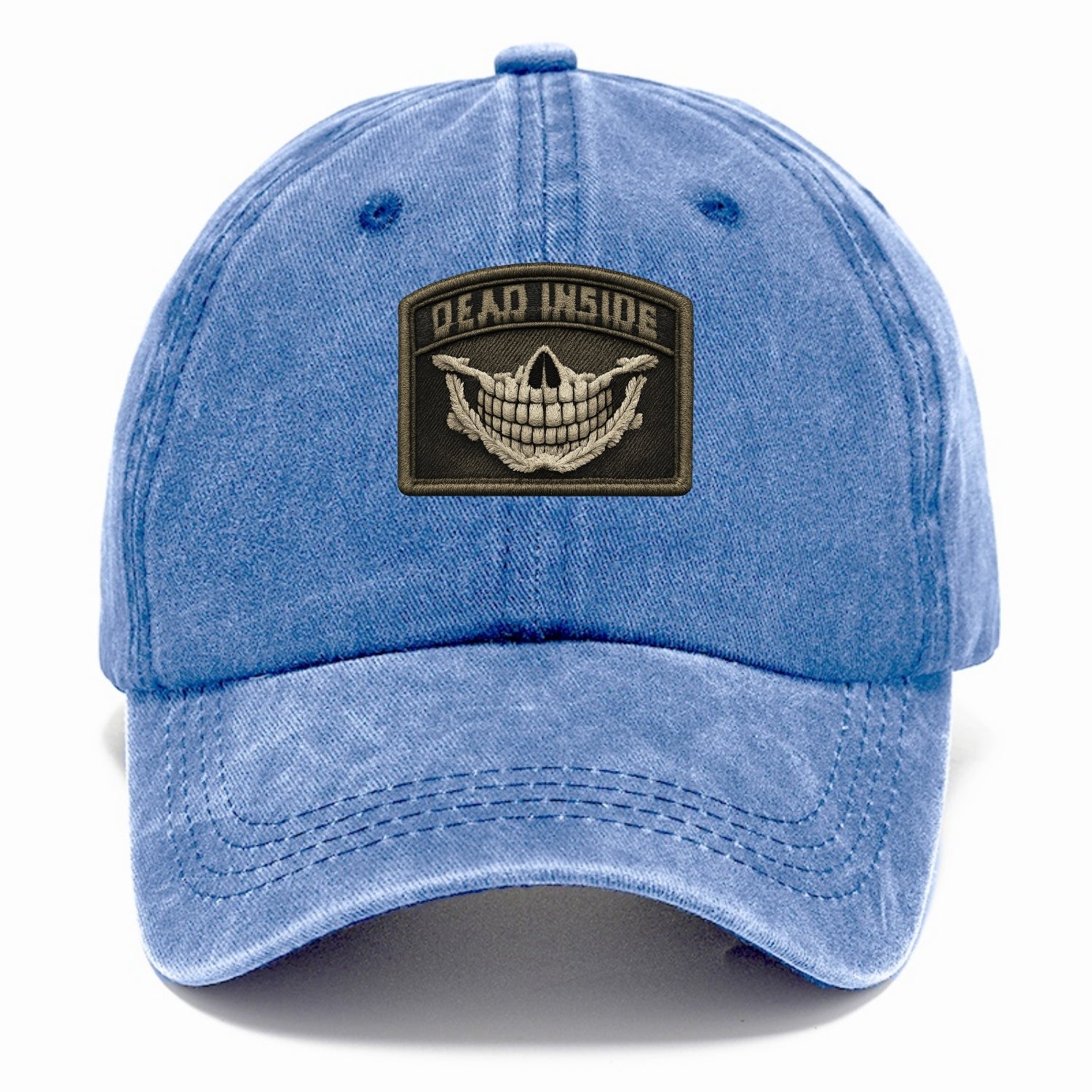 DEAD INSIDE SMILE - skeleton smile in white , dark humor - Classic Cap - Summer Sky(Blue)