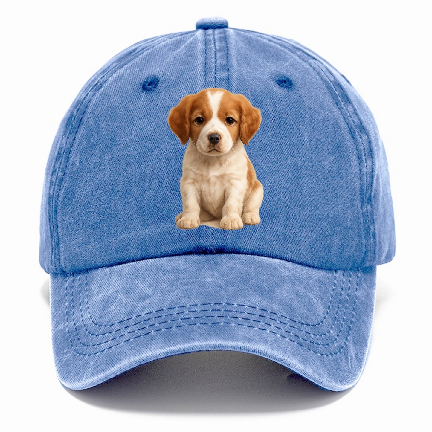 Baby Brittany Puppy - orange and white, compact, bright eyes, feathered, - Classic Cap - Summer Sky(Blue)