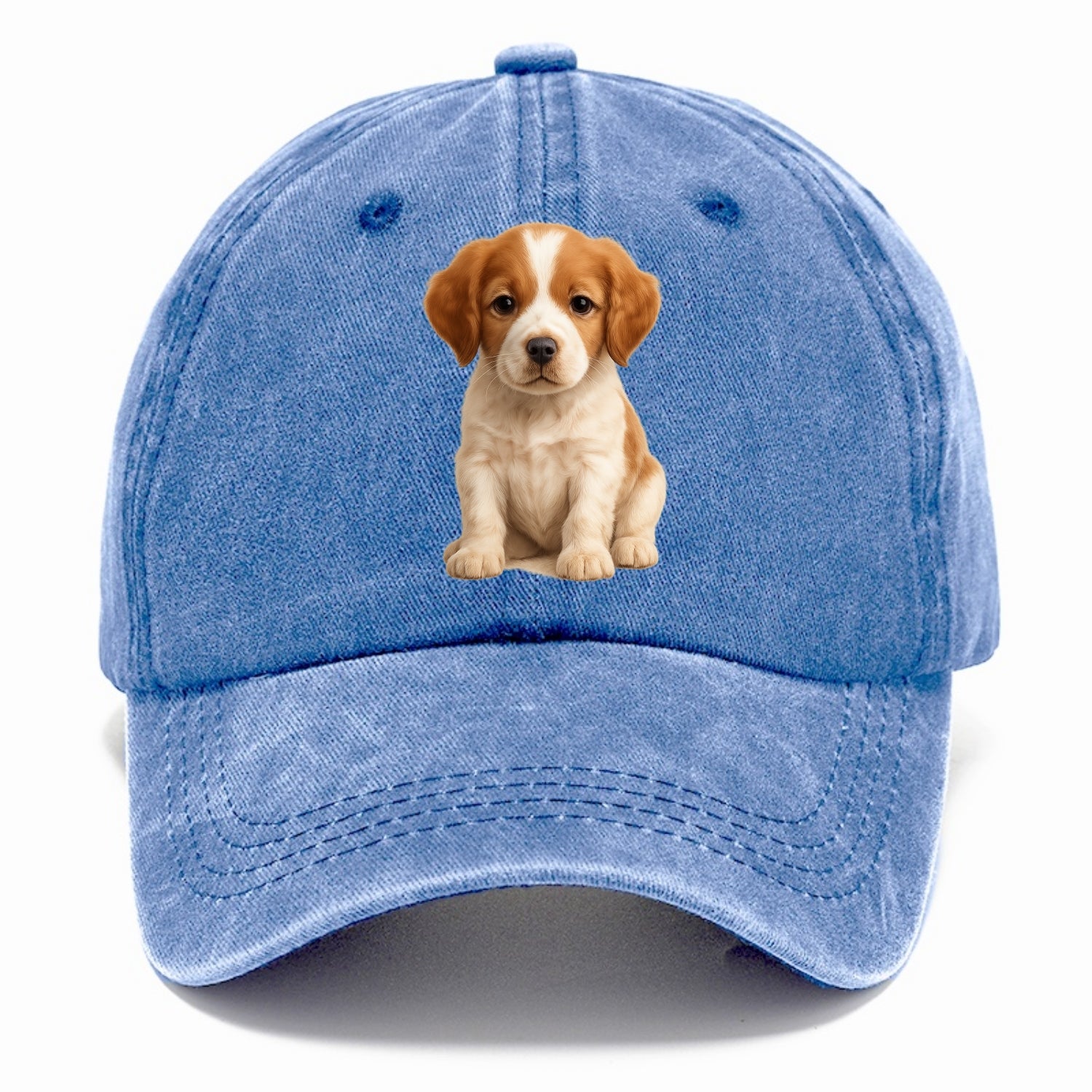 Baby Brittany Puppy - orange and white, compact, bright eyes, feathered, - Classic Cap - Summer Sky(Blue)