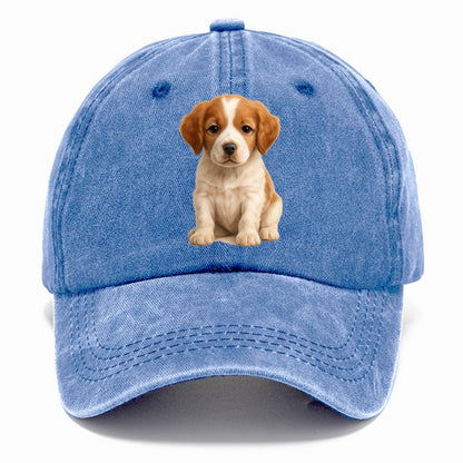 Baby Brittany Puppy - orange and white, compact, bright eyes, feathered, - Classic Cap - Summer Sky(Blue)