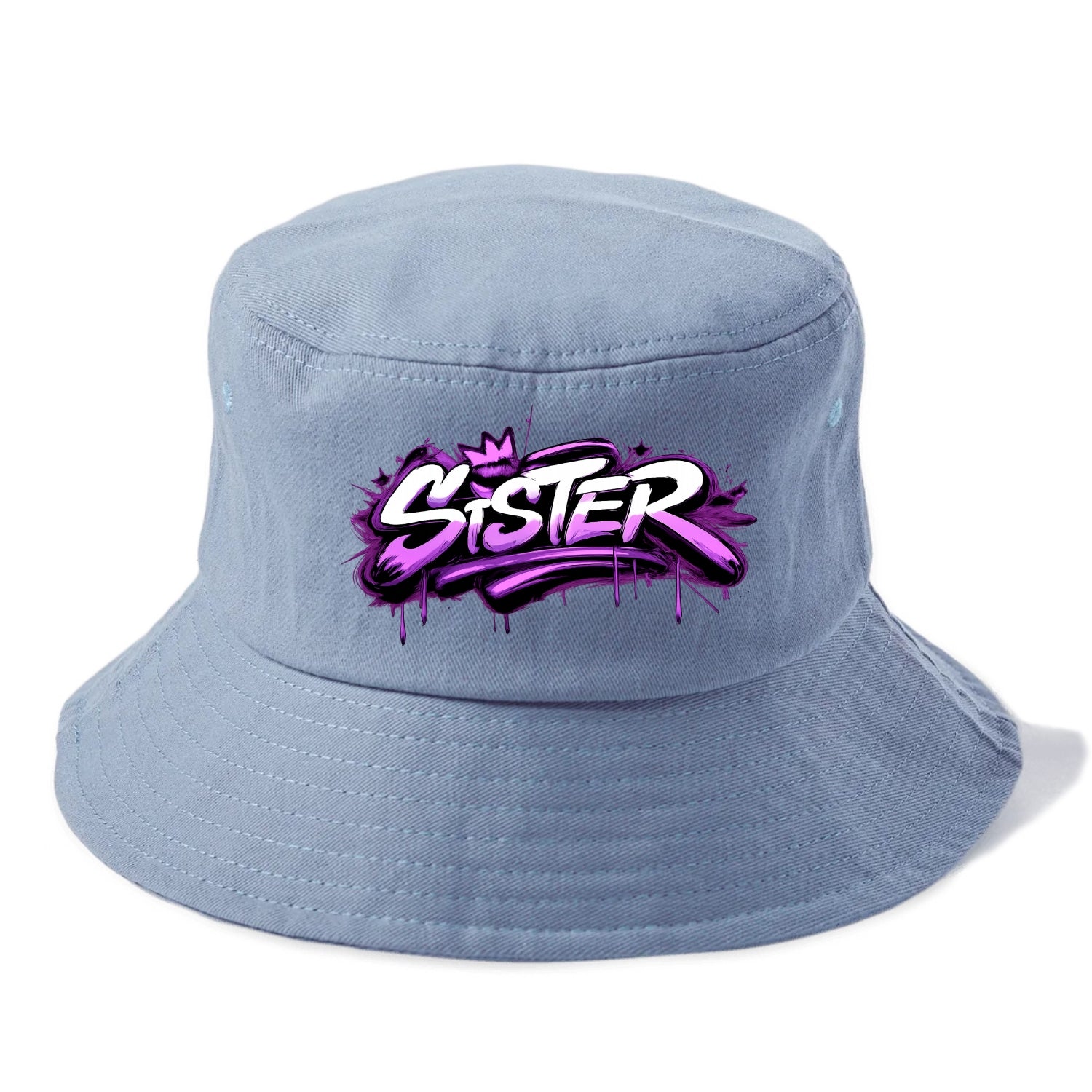 Bold typography design - "SISTER" - female bond, sisterhood - Bucket Hat - Summer Sky(Blue)