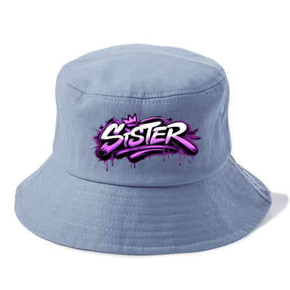 Bold typography design - "SISTER" - female bond, sisterhood - Bucket Hat - Summer Sky(Blue)