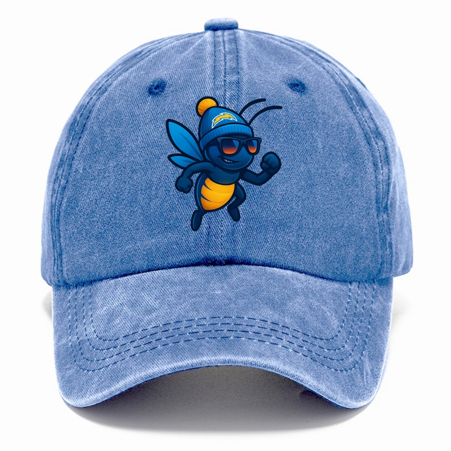 LA Lightning Bug wearing Chargers powder blue and gold beanie with pom pom and - Classic Cap - Summer Sky(Blue)