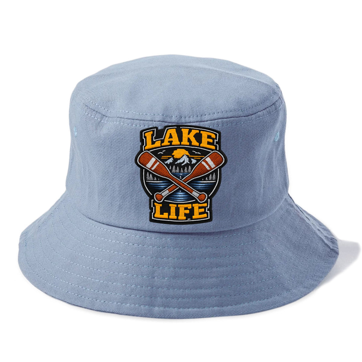 CANOE PADDLE - wooden paddle crossed in brown and cream , lake life - Bucket Hat - Summer Sky(Blue)