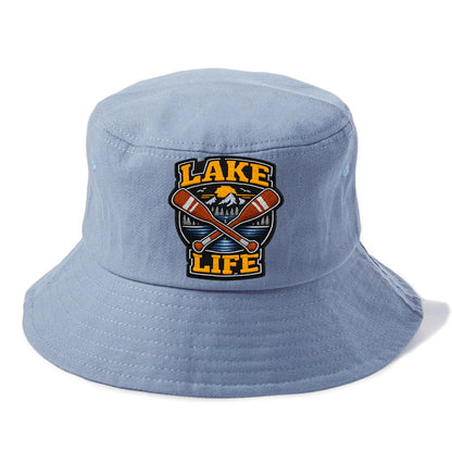 CANOE PADDLE - wooden paddle crossed in brown and cream , lake life - Bucket Hat - Summer Sky(Blue)