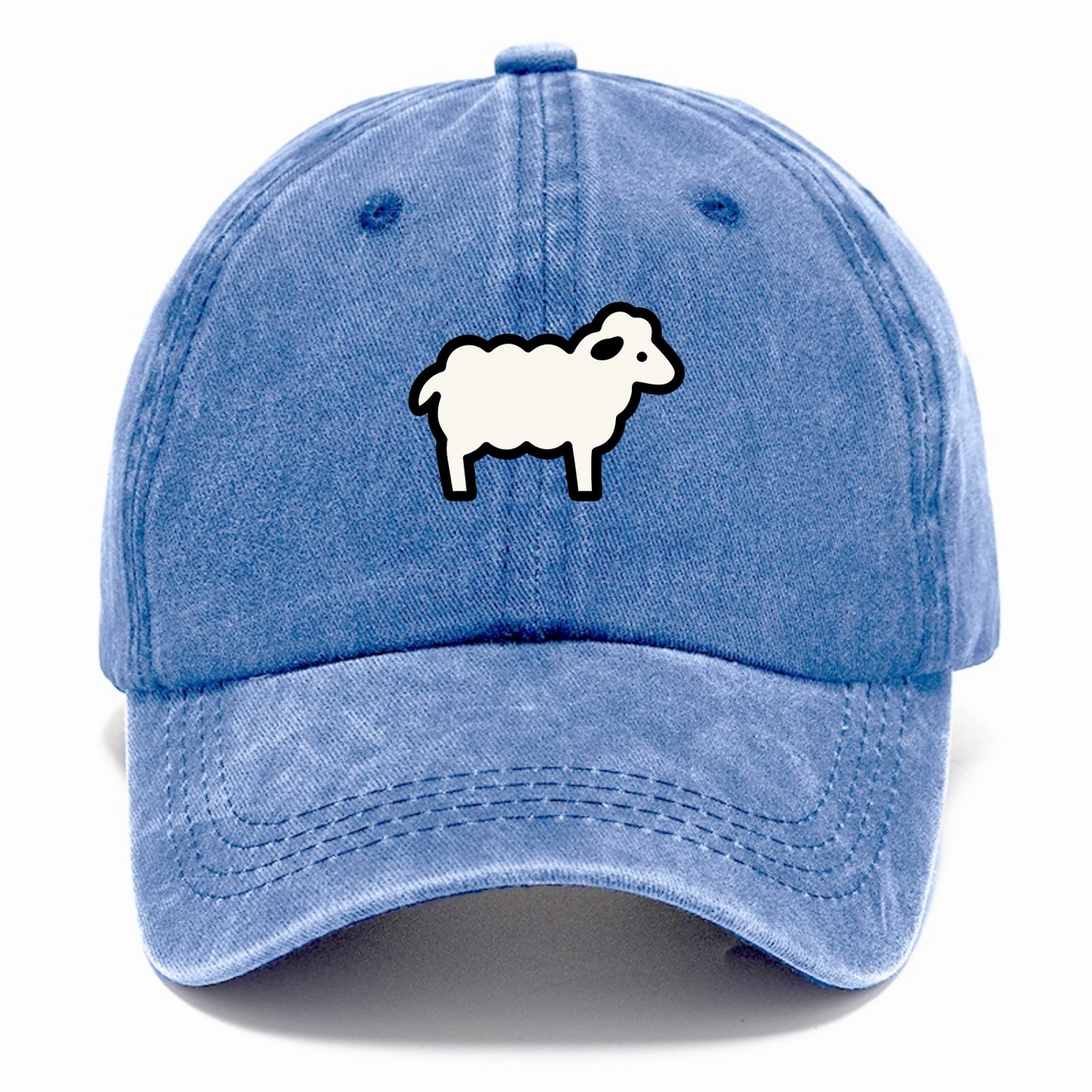 Sheep - White fluffy wool flat side profile - Classic Cap - Summer Sky(Blue)
