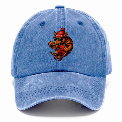 Houston Armadillo wearing Rockets red and silver beanie with rocket ship and wayfarer - Classic Cap - Summer Sky(Blue)