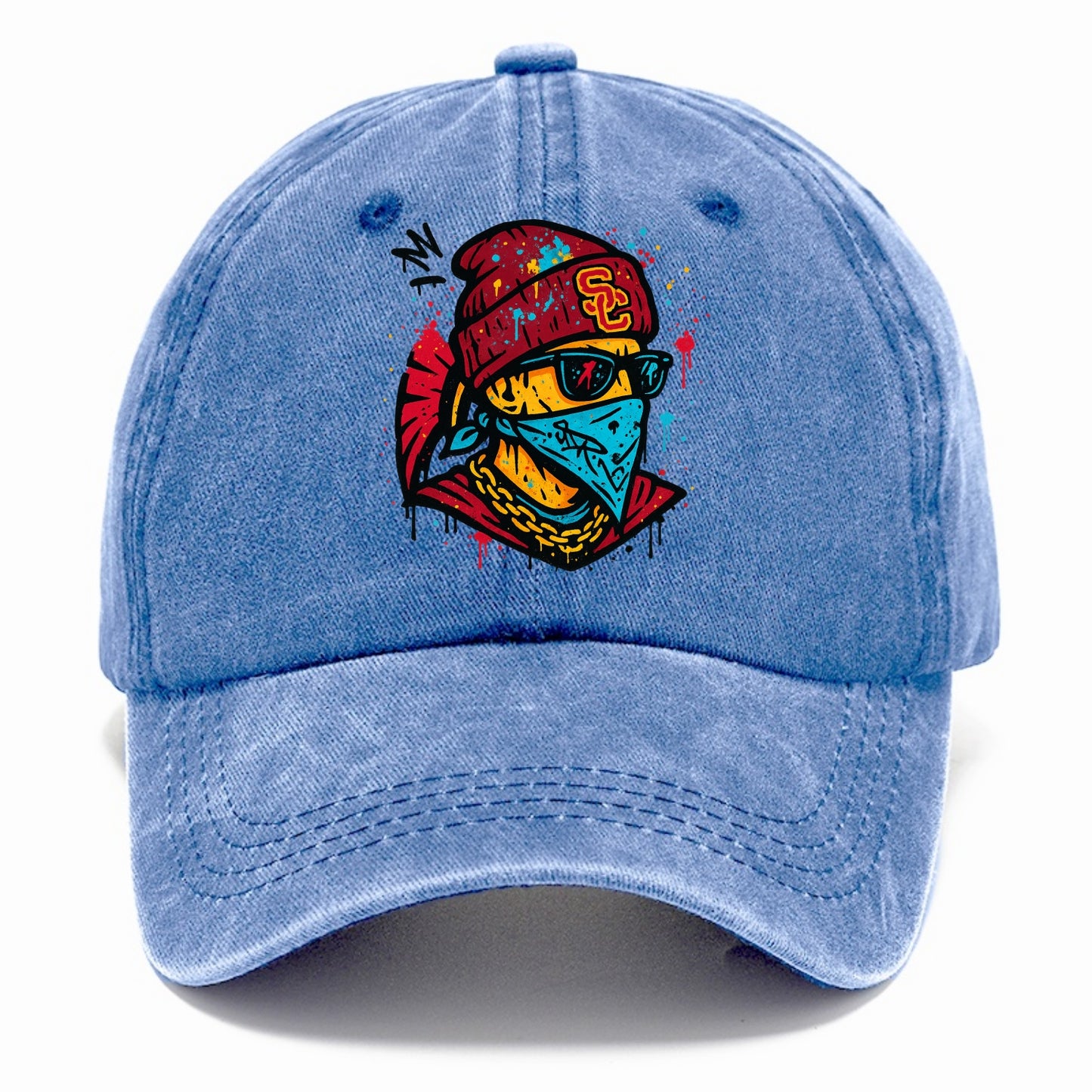 Los Angeles Trojan wearing USC beanie with SC patch - Classic Cap - Summer Sky(Blue)