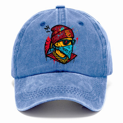 Los Angeles Trojan wearing USC beanie with SC patch - Classic Cap - Summer Sky(Blue)