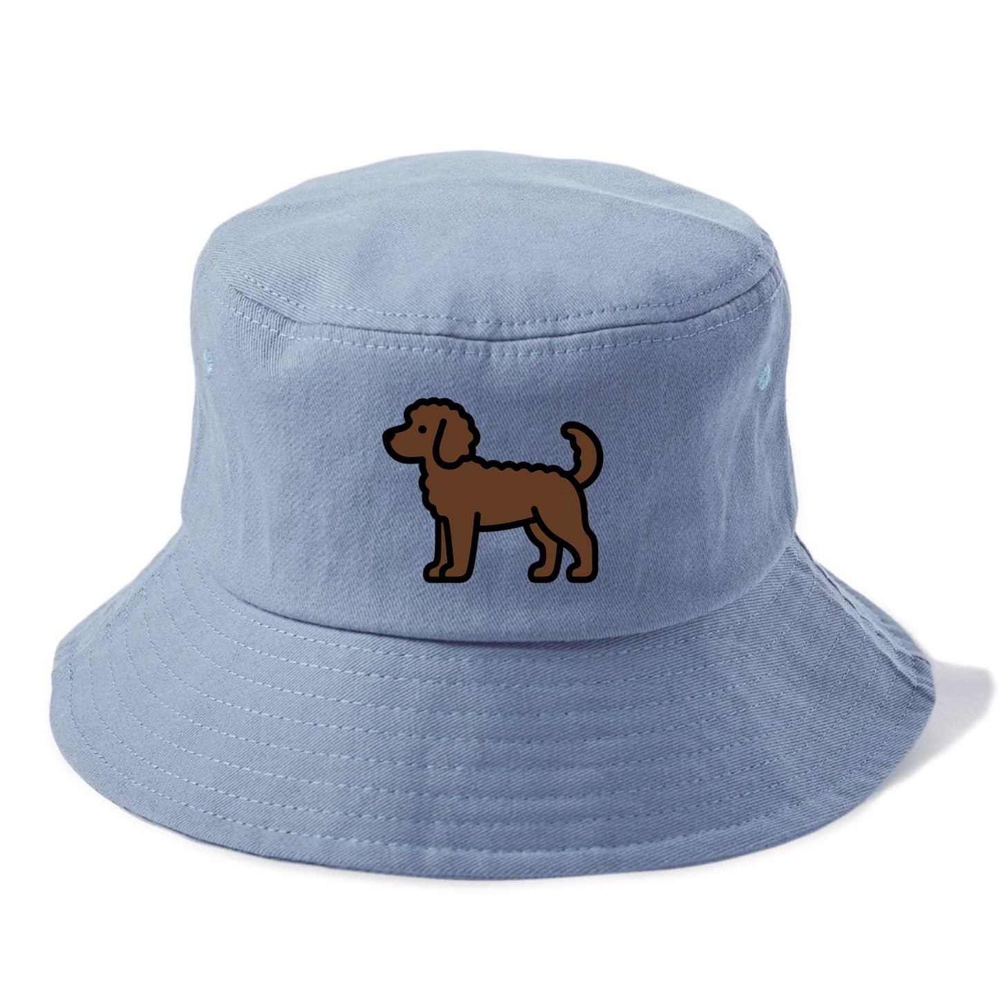 Labradoodle - Chocolate curly flat side profile - Bucket Hat - Summer Sky(Blue)