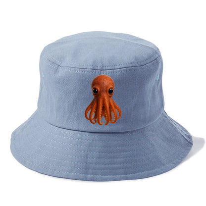 Baby Giant Pacific Octopus - reddish, smaller tentacles, expressive eyes, - Bucket Hat - Summer Sky(Blue)