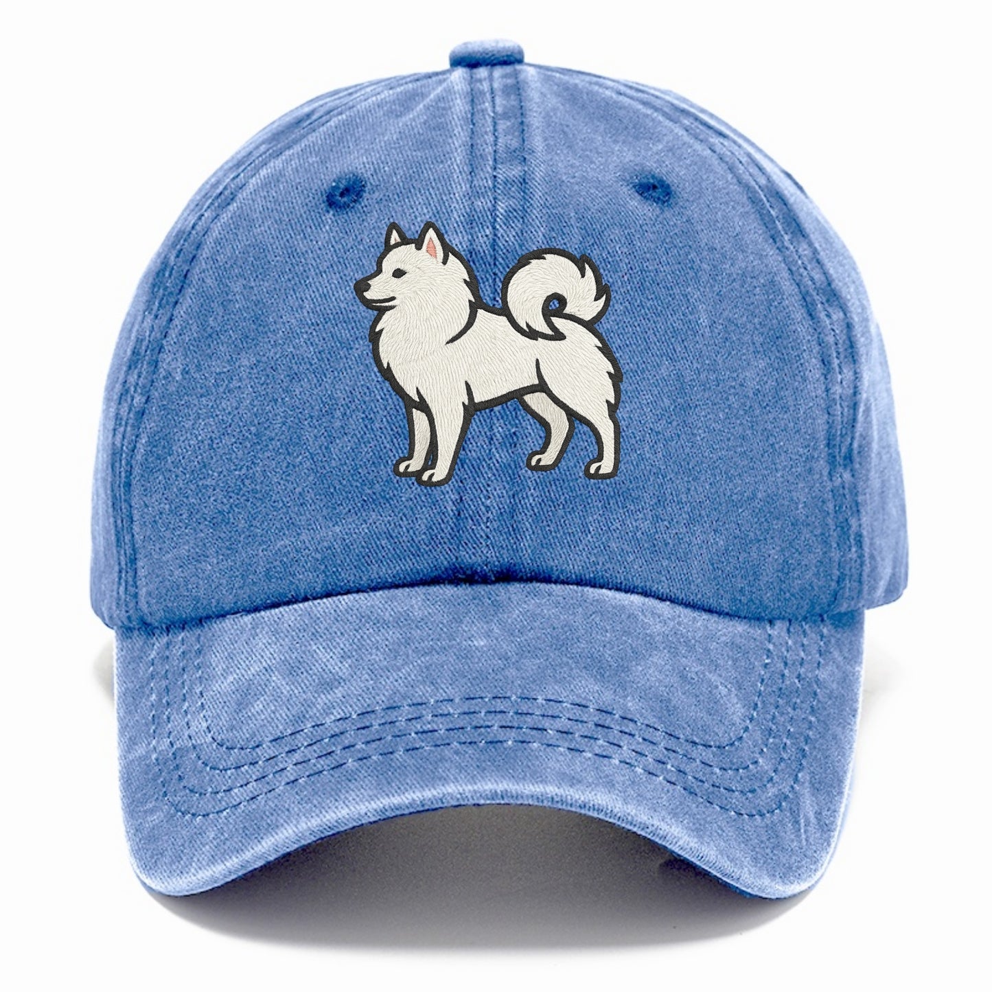 American Eskimo Dog - White spitz embroidered standing design - Classic Cap - Summer Sky(Blue)