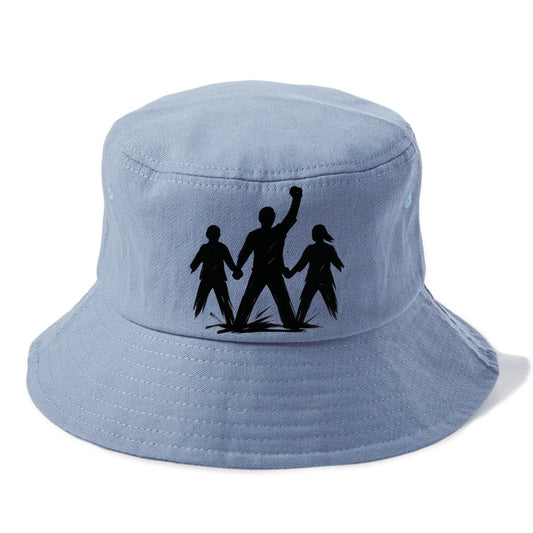 Human chain formation - unity and protection ink brushwork - Bucket Hat - Summer Sky(Blue)