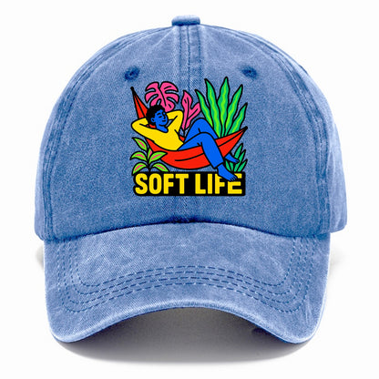 Person relaxing in hammock with plants - "soft life" aesthetic, peaceful living goals - Classic Cap - Summer Sky(Blue)
