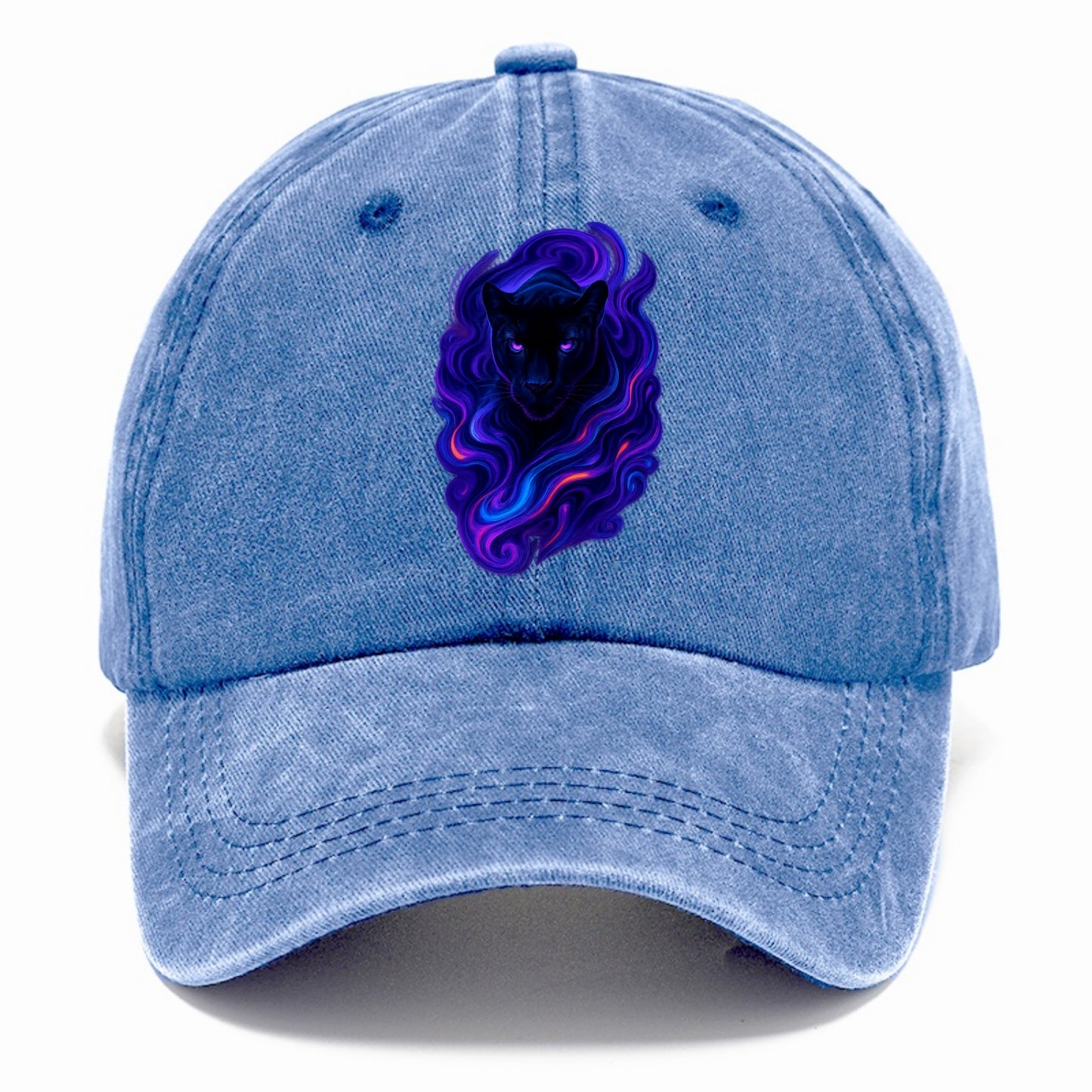 Sleek black panther emerging from swirls of deep purple and electric blue, - Classic Cap - Summer Sky(Blue)