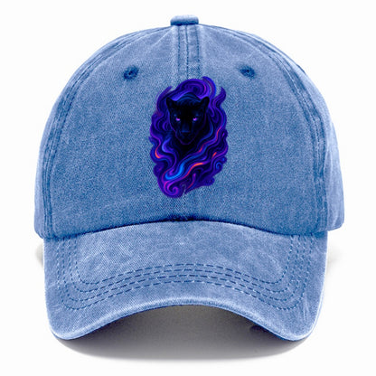 Sleek black panther emerging from swirls of deep purple and electric blue, - Classic Cap - Summer Sky(Blue)