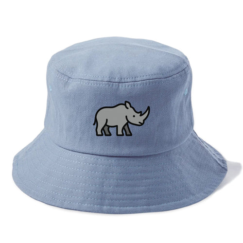 Rhinoceros - Gray with horn flat side profile - Bucket Hat