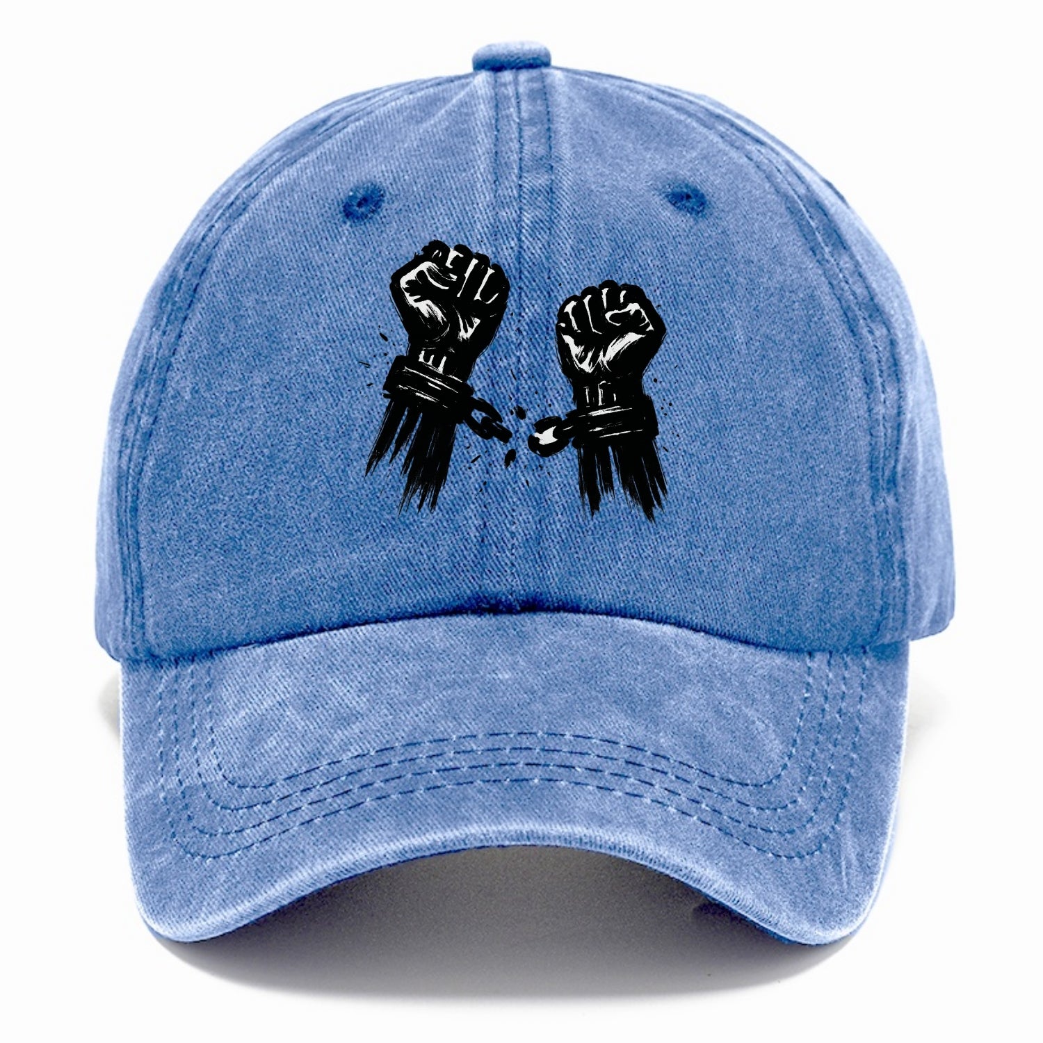 Two raised fists breaking chains - liberation and freedom ink painting - Classic Cap - Summer Sky(Blue)