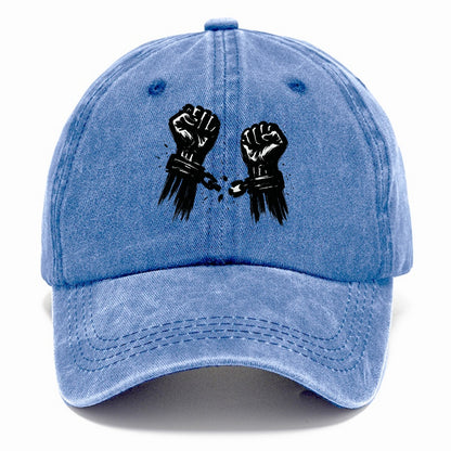 Two raised fists breaking chains - liberation and freedom ink painting - Classic Cap - Summer Sky(Blue)