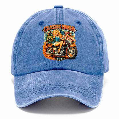 Classic Pinup Biker - Classic Cap - Summer Sky(Blue)