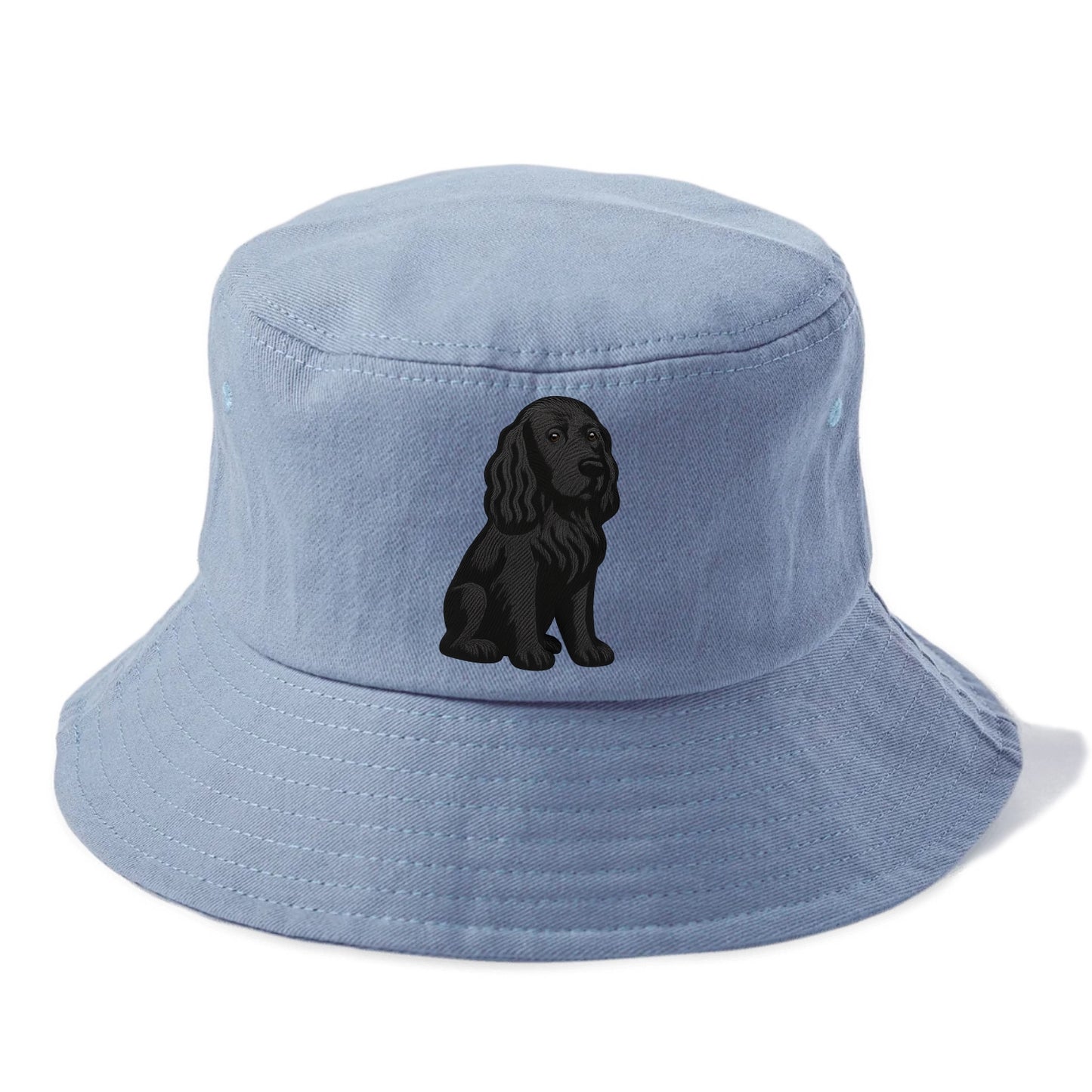 Field Spaniel - Black silky coat embroidered pose - Bucket Hat - Summer Sky(Blue)