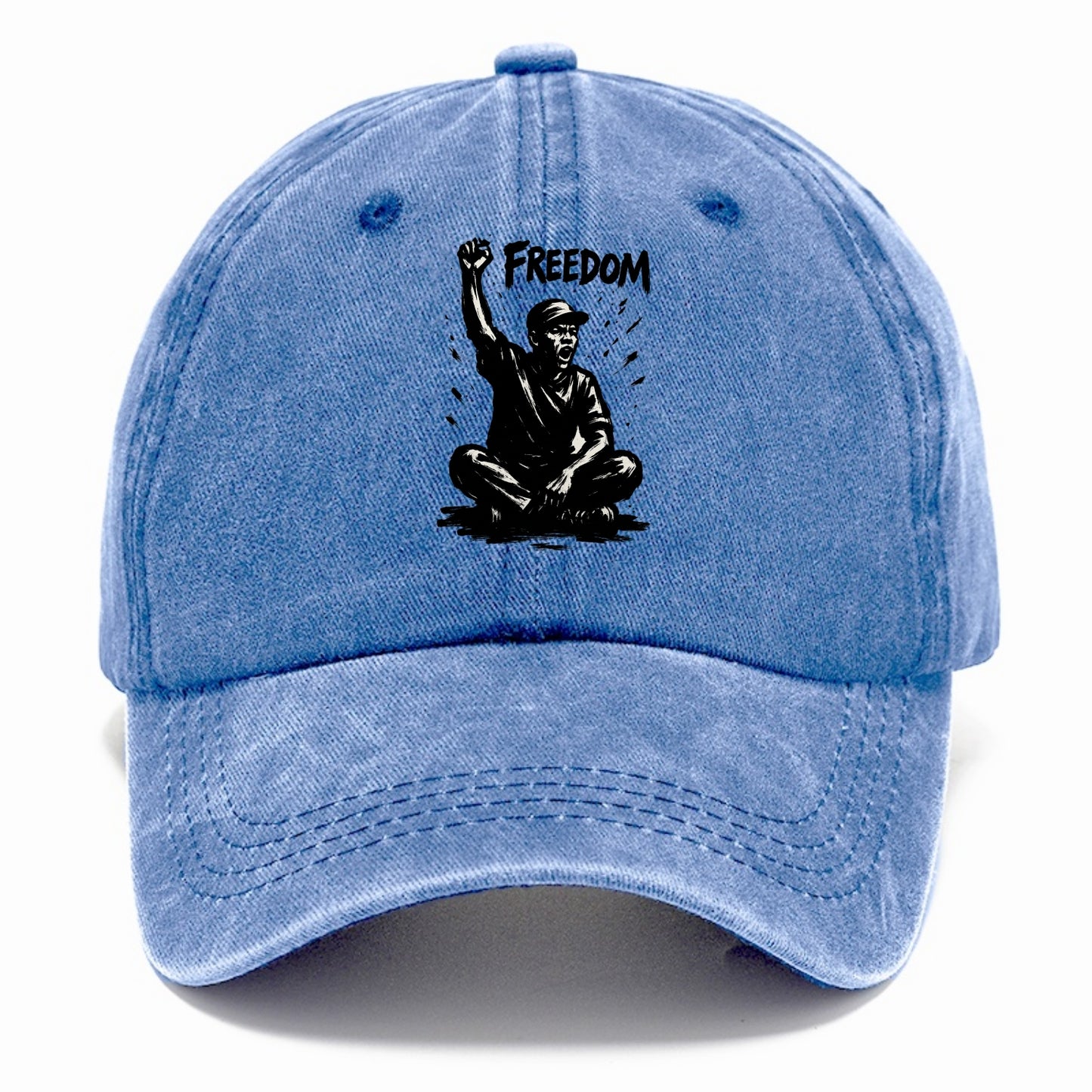 Sit-in protest figure - civil disobedience ink art - Classic Cap - Summer Sky(Blue)