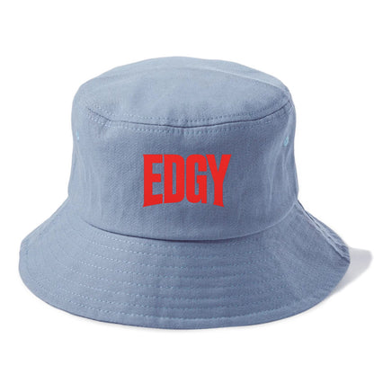 Bold typography design - "EDGY" - pushing boundaries, unconventional - Bucket Hat - Summer Sky(Blue)