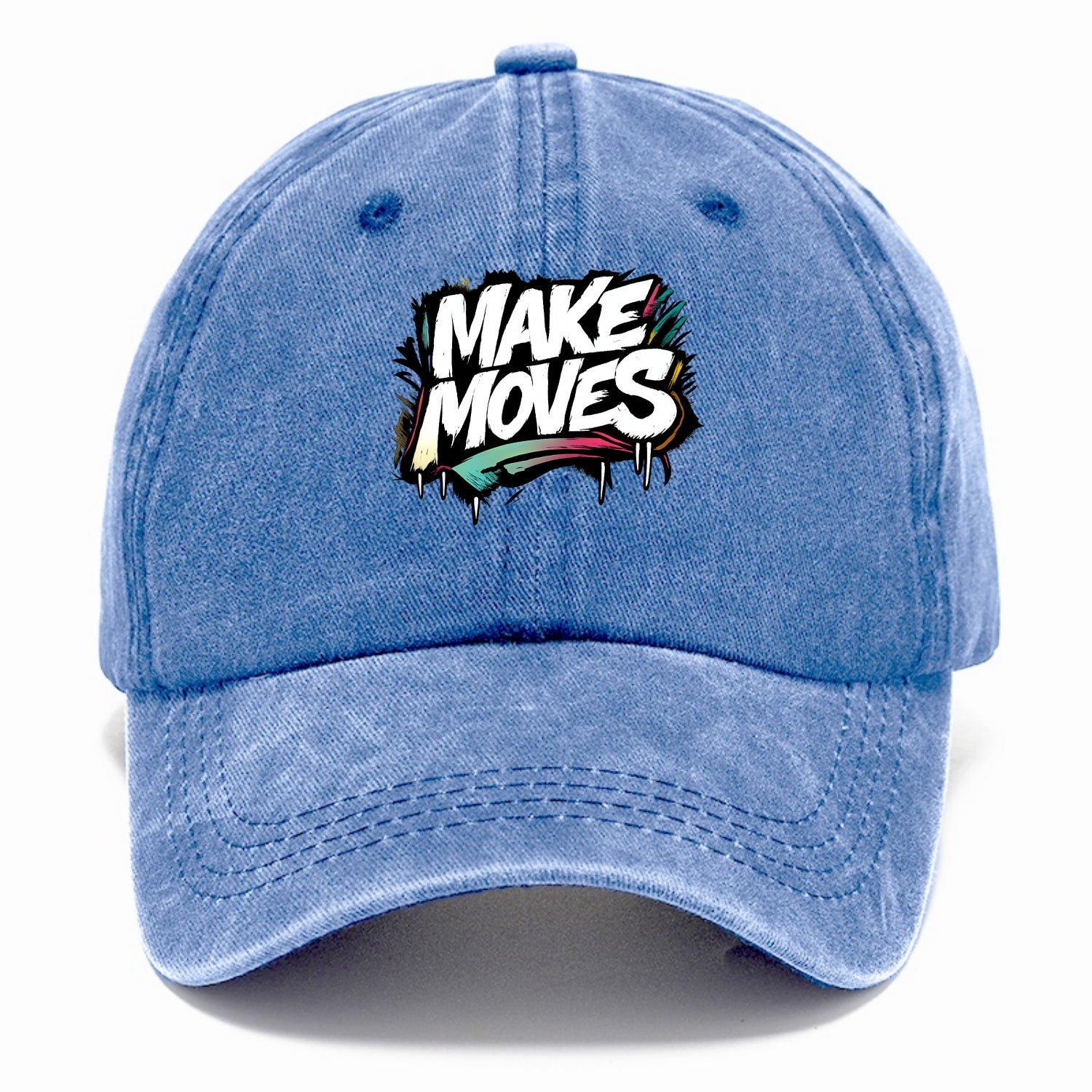 Bold typography design - "MAKE MOVES" - take action, progress forward - Classic Cap - Summer Sky(Blue)