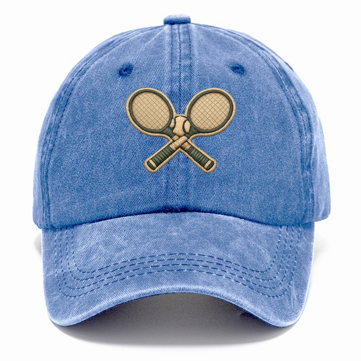 Embroidered patch design - TENNIS RACKET CROSSED - tennis rackets with ball in white - Classic Cap - Summer Sky(Blue)
