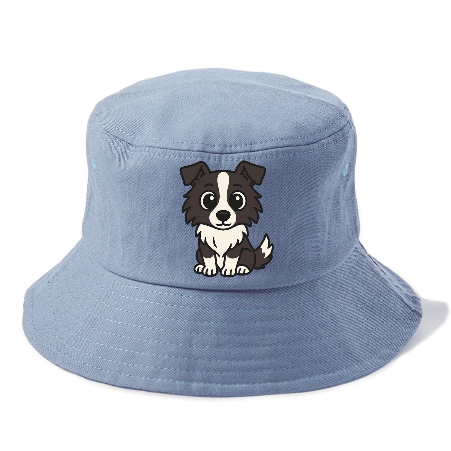 Border Collie - Intense stare sitting pose - Bucket Hat - Summer Sky(Blue)