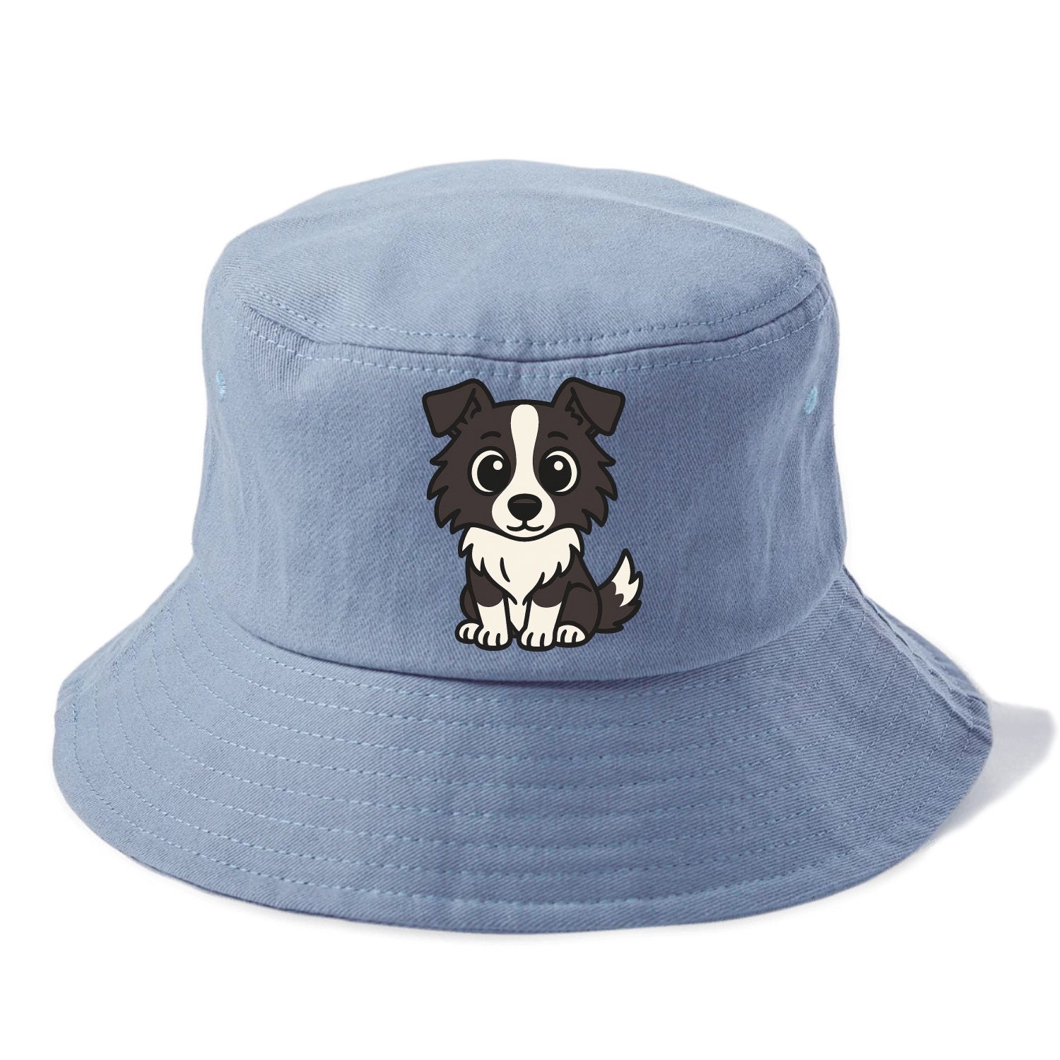 Border Collie - Intense stare sitting pose - Bucket Hat - Summer Sky(Blue)