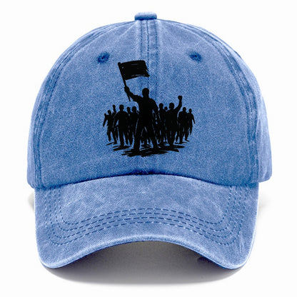 Crowd of protesters marching - solidarity movement ink painting - Classic Cap - Summer Sky(Blue)