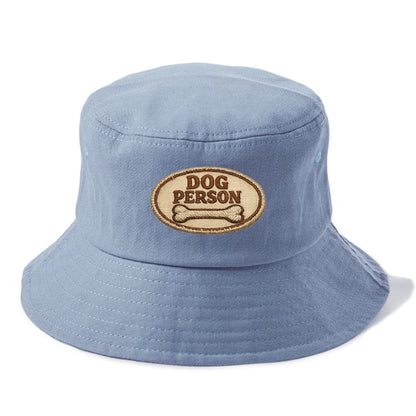 DOG PERSON - simple text with bone in brown , team dog - Bucket Hat - Summer Sky(Blue)