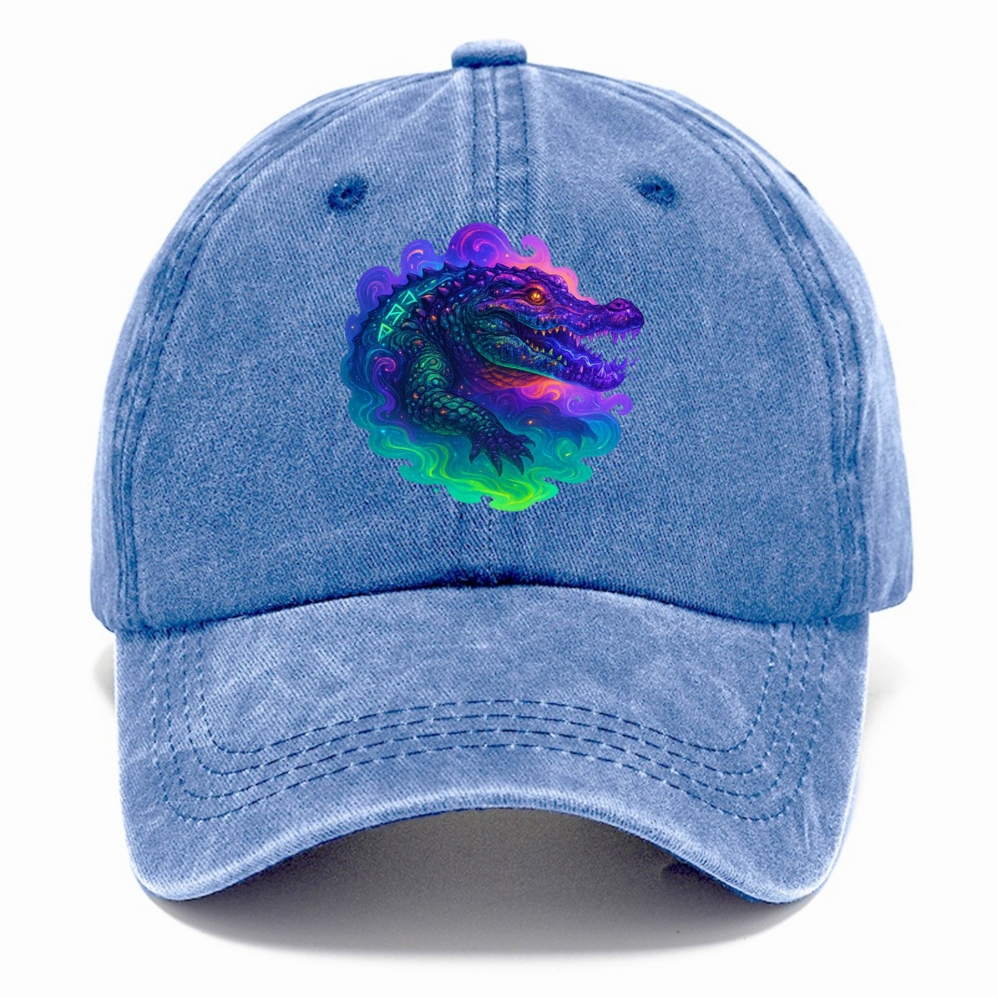 Primordial crocodile with scales pulsing plasma energy in green and purple, ancient - Classic Cap - Summer Sky(Blue)