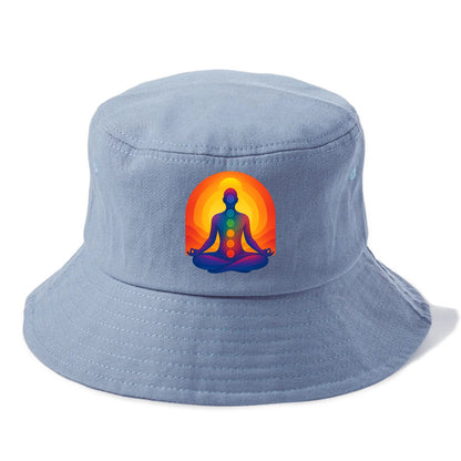 Sunset Meditation - Figure in lotus pose Bucket Hat - Summer Sky(Blue)